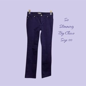 SO SLIMMING DEEP PURPLE JEANS BY CHICO SIZE 00 LIKE NEW